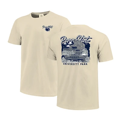 Men's Image One  Natural Penn State Nittany Lions Comfort Colors Hand-Drawn Campus Stack T-Shirt