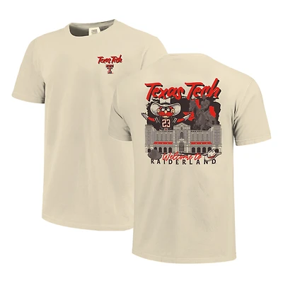 Men's Image One  Natural Texas Tech Red Raiders Comfort Colors Hand-Drawn Campus Stack T-Shirt