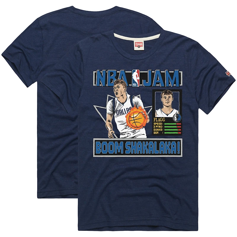 Unisex Homage Cooper Flagg Navy Dallas Mavericks NBA Jam Tri-Blend T-Shirt