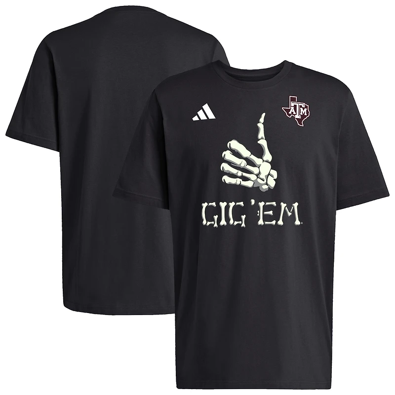 Men's adidas  Black Texas A&M Aggies Glow Halloween Gig 'Em T-Shirt