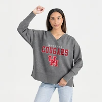 Women's Gameday Couture  Gray Houston Cougars French Terry V-Neck Pullover Sweatshirt
