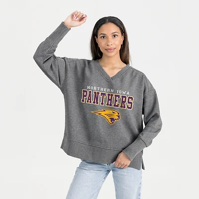 Women's Gameday Couture  Gray Northern Iowa Panthers French Terry V-Neck Pullover Sweatshirt