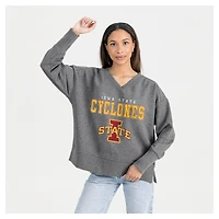 Women's Gameday Couture  Gray Iowa State Cyclones French Terry V-Neck Pullover Sweatshirt