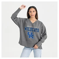 Women's Gameday Couture  Gray Kentucky Wildcats French Terry V-Neck Pullover Sweatshirt