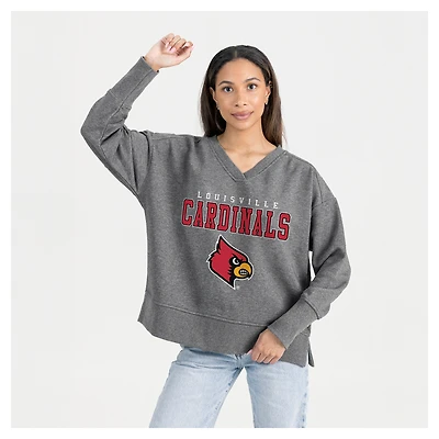 Women's Gameday Couture  Gray Louisville Cardinals French Terry V-Neck Pullover Sweatshirt