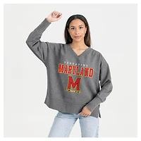 Women's Gameday Couture  Gray Maryland Terrapins French Terry V-Neck Pullover Sweatshirt