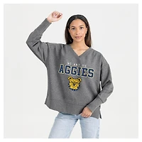 Women's Gameday Couture  Gray North Carolina A&T Aggies French Terry V-Neck Pullover Sweatshirt