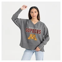 Women's Gameday Couture  Gray Minnesota Golden Gophers French Terry V-Neck Pullover Sweatshirt