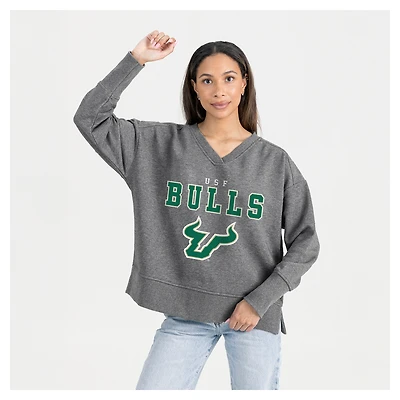 Women's Gameday Couture  Gray South Florida Bulls French Terry V-Neck Pullover Sweatshirt