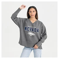 Women's Gameday Couture  Gray Nevada Wolf Pack French Terry V-Neck Pullover Sweatshirt