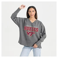 Women's Gameday Couture  Gray Virginia Tech Hokies French Terry V-Neck Pullover Sweatshirt
