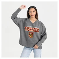 Women's Gameday Couture  Gray Tuskegee Golden Tigers French Terry V-Neck Pullover Sweatshirt