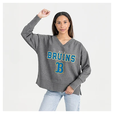 Women's Gameday Couture Gray UCLA Bruins French Terry V-Neck Pullover Sweatshirt
