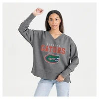 Women's Gameday Couture  Gray Florida Gators French Terry V-Neck Pullover Sweatshirt