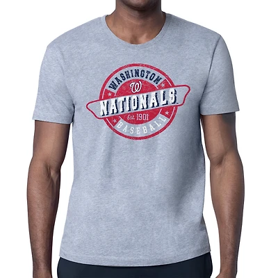 Men's Starter Heather Gray Washington Nationals Route 66 Team Logo T-Shirt