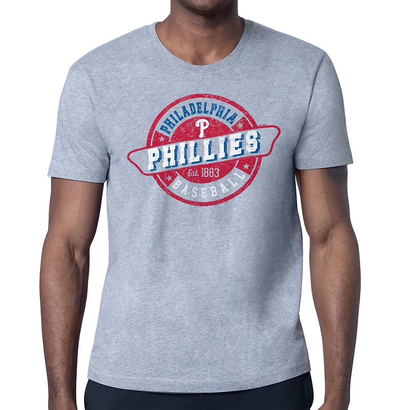 Men's Starter Heather Gray Philadelphia Phillies Route 66 Team Logo T-Shirt