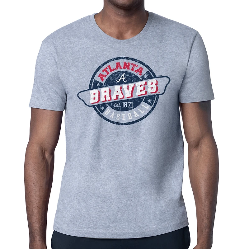 Men's Starter Heather Gray Atlanta Braves Route 66 Team Logo T-Shirt