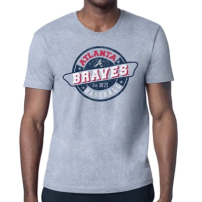 Men's Starter Heather Gray Atlanta Braves Route 66 Team Logo T-Shirt