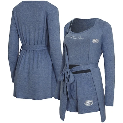 Women's Concepts Sport Royal Florida Gators Rigor Three-Piece Tank, Short & Robe Set