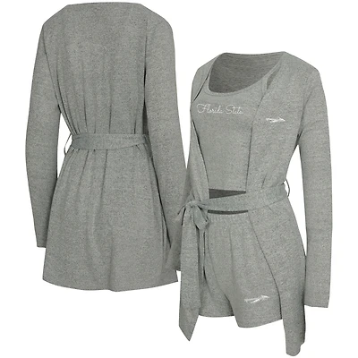 Women's Concepts Sport Gray Florida State Seminoles Rigor Three-Piece Tank, Short & Robe Set