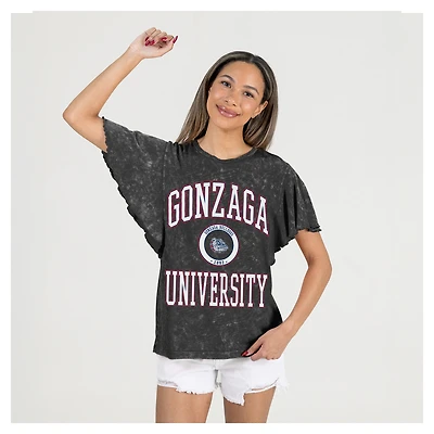 Women's Gameday Couture Black Gonzaga Bulldogs Relaxed Fit Victory Mode Flutter Sleeve T-Shirt