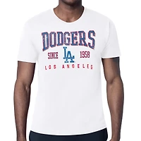 Men's Starter White Los Angeles Dodgers Distressed Logo T-Shirt