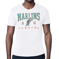Men's Starter White Florida Marlins Distressed Logo T-Shirt