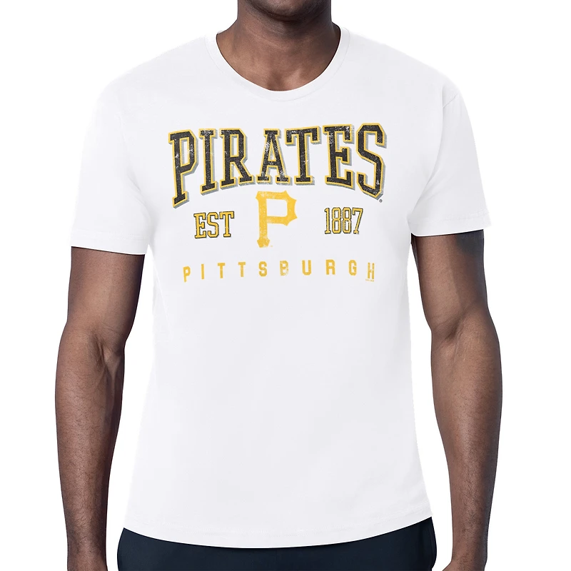 Men's Starter White Pittsburgh Pirates Distressed Logo T-Shirt