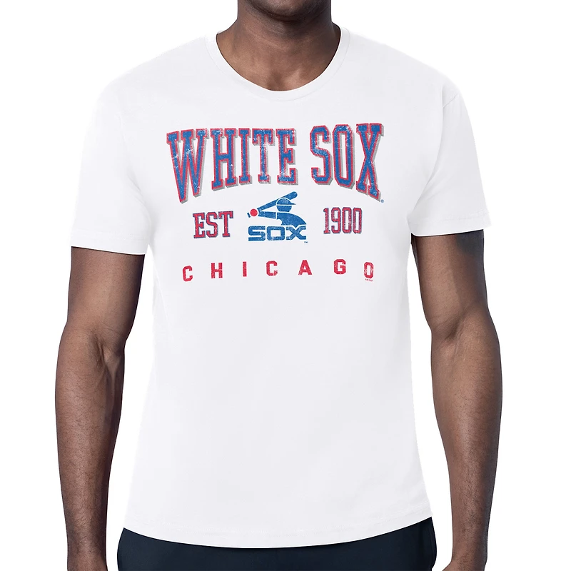 Men's Starter White Chicago Sox Distressed Logo T-Shirt