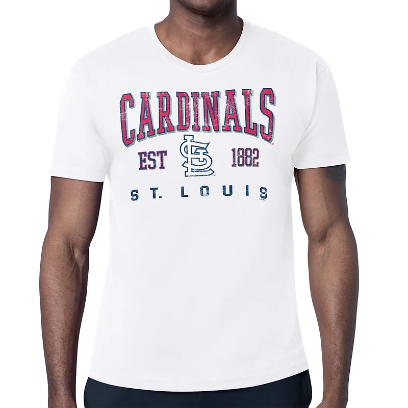 Men's Starter White St. Louis Cardinals Distressed Logo T-Shirt