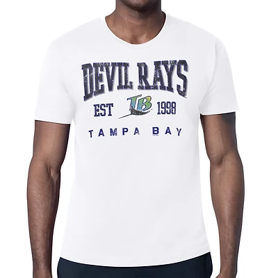 Men's Starter White Tampa Bay Rays Distressed Logo T-Shirt