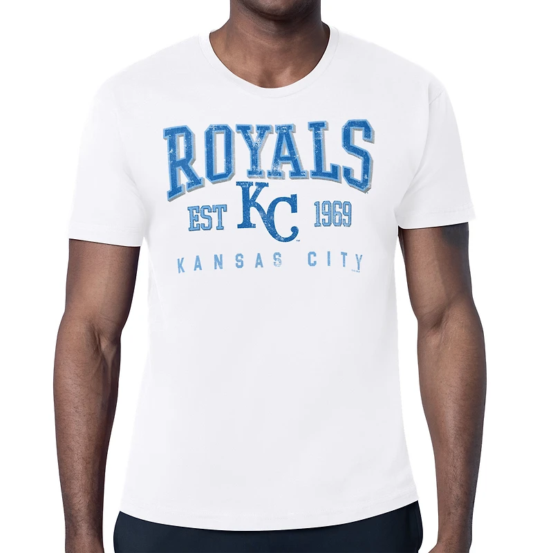 Men's Starter White Kansas City Royals Distressed Logo T-Shirt