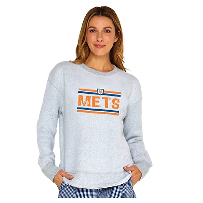Women's Soft as a Grape Heather Gray New York Mets Nantucket Fleece Sweatshirt