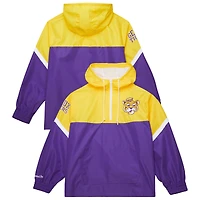 Men's Mitchell & Ness Gold/Purple LSU Tigers Tie Breaker Logo Vintage Lightweight Anorak Half-Zip Windbreaker
