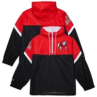 Men's Mitchell & Ness Red/Black Georgia Bulldogs Tie Breaker Logo Vintage Lightweight Anorak Half-Zip Windbreaker