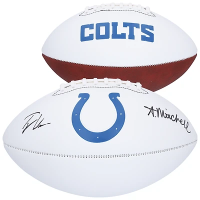 Tyler Warren and Adonai Mitchell Indianapolis Colts Autographed Franklin White Panel Football