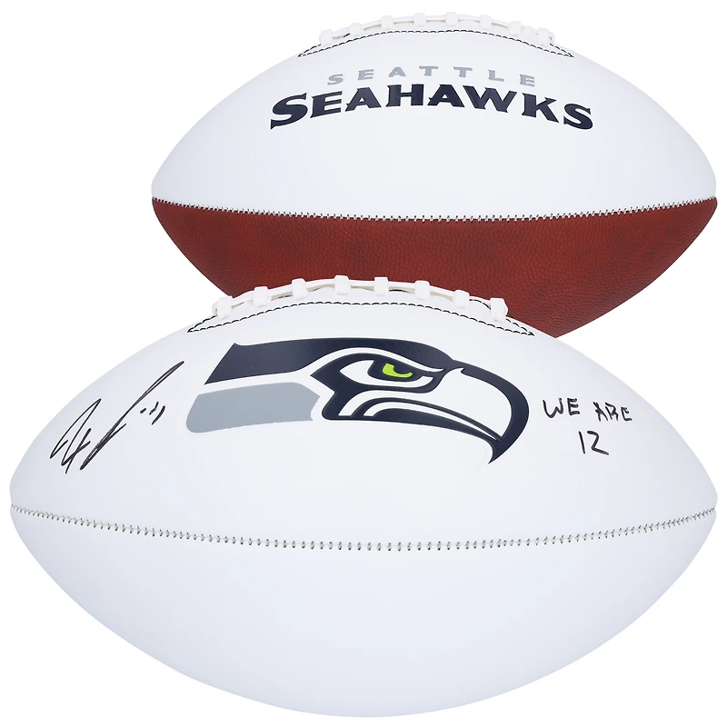 Jaxon Smith-Njigba Seattle Seahawks Autographed Franklin White Panel Football with "We Are 12" Inscription