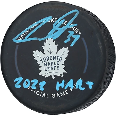Auston Matthews Toronto Maple Leafs Autographed Official Game Puck with "2022 Hart" Inscription