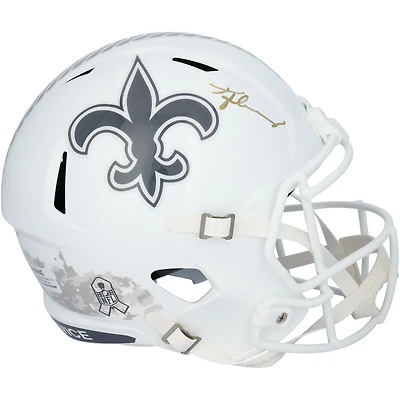 Tyler Shough New Orleans Saints Autographed Riddell 2024 Salute To Service Speed Replica Helmet