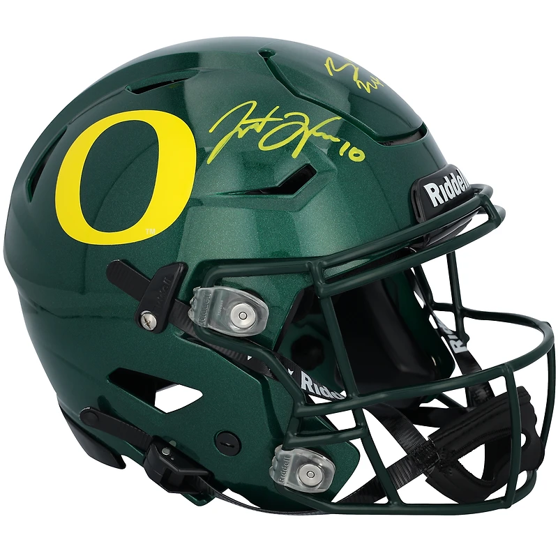 Justin Herbert & Bo Nix Oregon Ducks Autographed Riddell Speed Flex Authentic Helmet