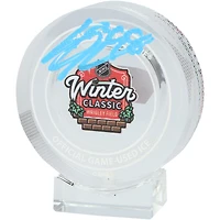 Connor Bedard Chicago Blackhawks Autographed 2025 NHL Winter Classic Crystal Puck - Filled with Game-Used Ice