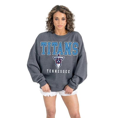 Women's Gameday Couture  Charcoal Tennessee Titans Bring Your Energy Oversized Premium Fleece Pullover Sweatshirt