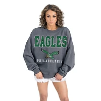 Women's Gameday Couture  Charcoal Philadelphia Eagles Bring Your Energy Oversized Premium Fleece Pullover Sweatshirt