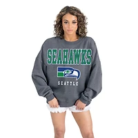 Women's Gameday Couture  Charcoal Seattle Seahawks Bring Your Energy Oversized Premium Fleece Pullover Sweatshirt
