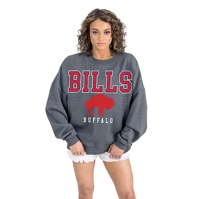 Women's Gameday Couture  Charcoal Buffalo Bills Bring Your Energy Oversized Premium Fleece Pullover Sweatshirt