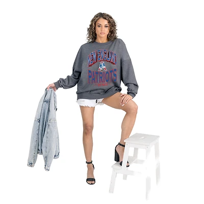 Women's Gameday Couture  Charcoal New England Patriots Long Weekends Oversized Premium Fleece Pullover Sweatshirt