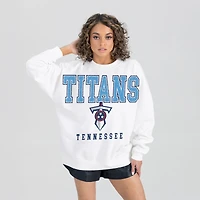 Women's Gameday Couture  White Tennessee Titans Classic Sunday Drives Oversized Premium Fleece Pullover Sweatshirt