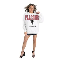 Women's Gameday Couture  White Atlanta Falcons Classic Sunday Drives Oversized Premium Fleece Pullover Sweatshirt