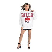 Women's Gameday Couture  White Buffalo Bills Classic Sunday Drives Oversized Premium Fleece Pullover Sweatshirt