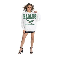 Women's Gameday Couture  White Philadelphia Eagles Classic Sunday Drives Oversized Premium Fleece Pullover Sweatshirt